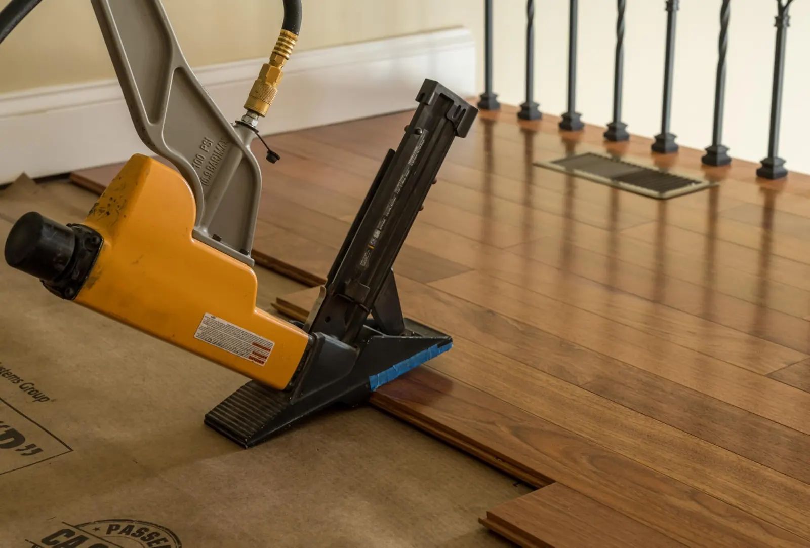 Elite installer setting hardwood boards