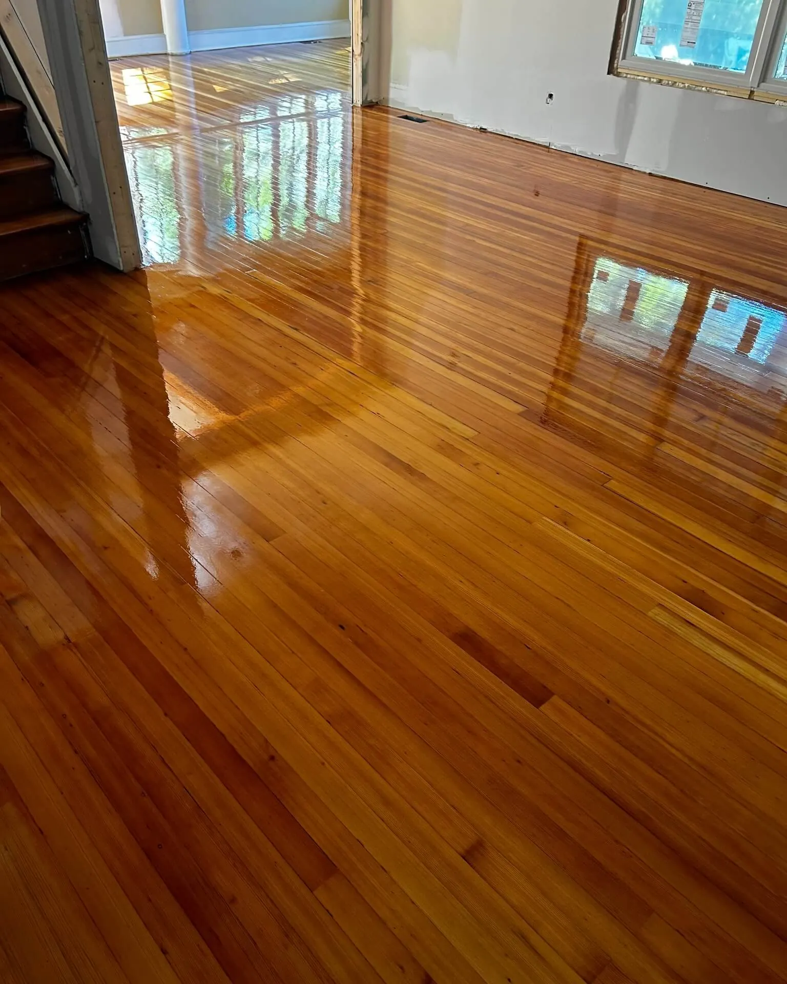 Reclaimed fir floor after sanding and refinishing by Elite