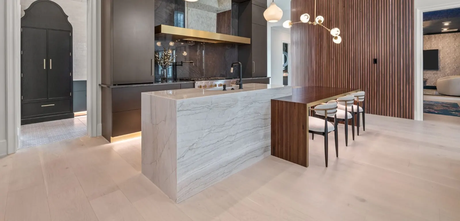 Pale oak floor in a contemporary kitchen